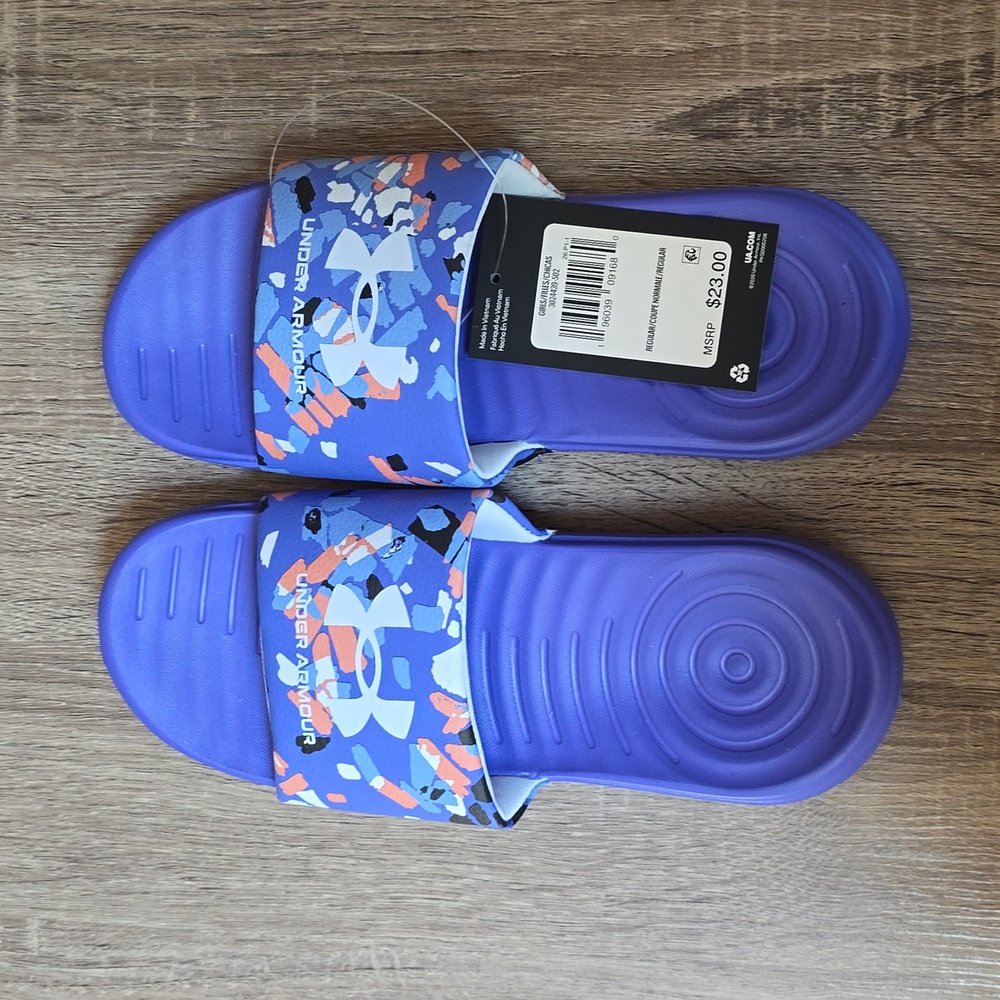 Under Armour Ansa Graphic Kids Slide Sandals Brilliant Violet US Size 5Y NEW - Picture 6 of 6